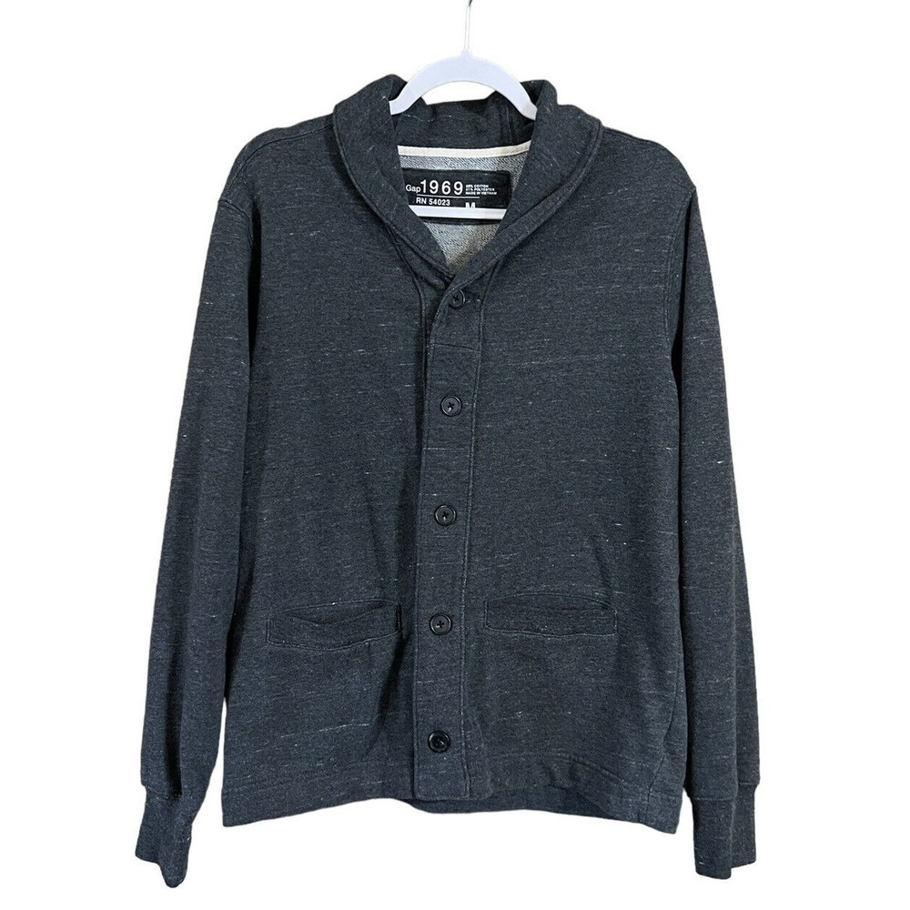 WOMENS GAP DARK GREY HEATHER BUTTON UP CARDIGAN Jacket SZ M